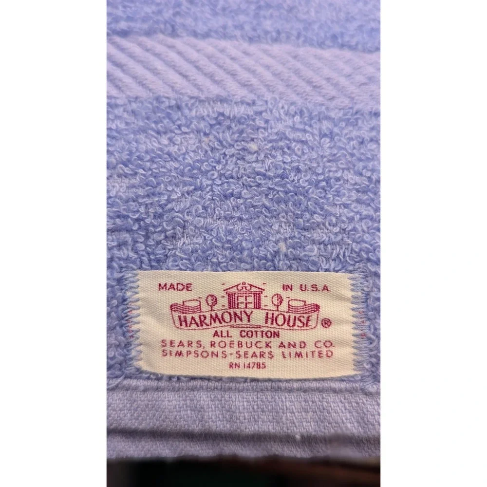 Vintage Mixed Cotton Towel Set Penneys Harmony House Cannon Floral Blue USA 4pc